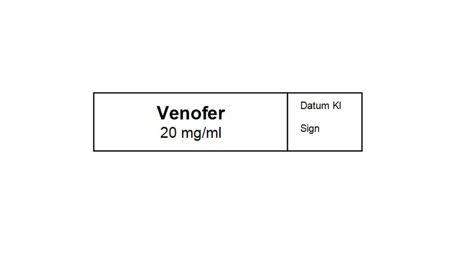 Etikett Venofer 20mg/ml 12 x 50mm / 500