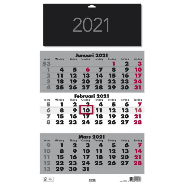 Väggkalender Triplaner Elegant 2023