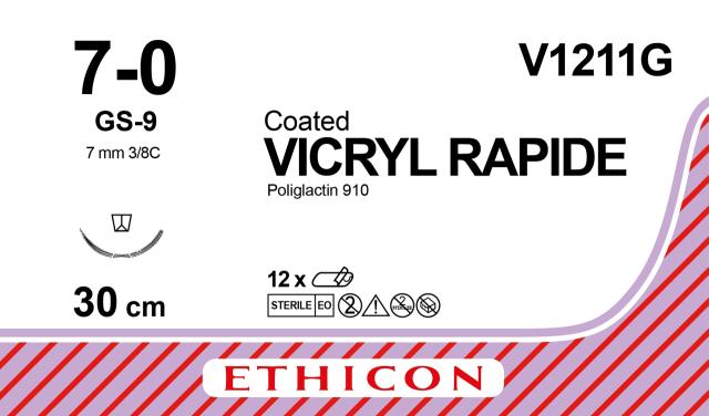 Vicryl Rapid Sutur 7-0 GS-9 30cm Lila / 36